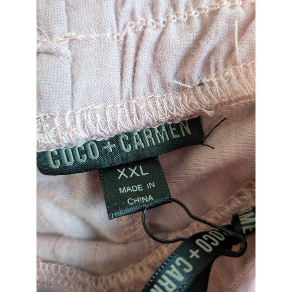 Coco + Carmen Womens Lounge Pants XXL Wide Leg Cropped Pink Hippie Vibe Elastic - Picture 13 of 14